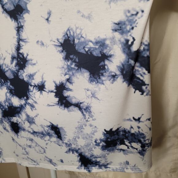 Women's 3XL Blue and White Off-the-Shoulder Short Sleeve Shirt - Picture 11 of 11